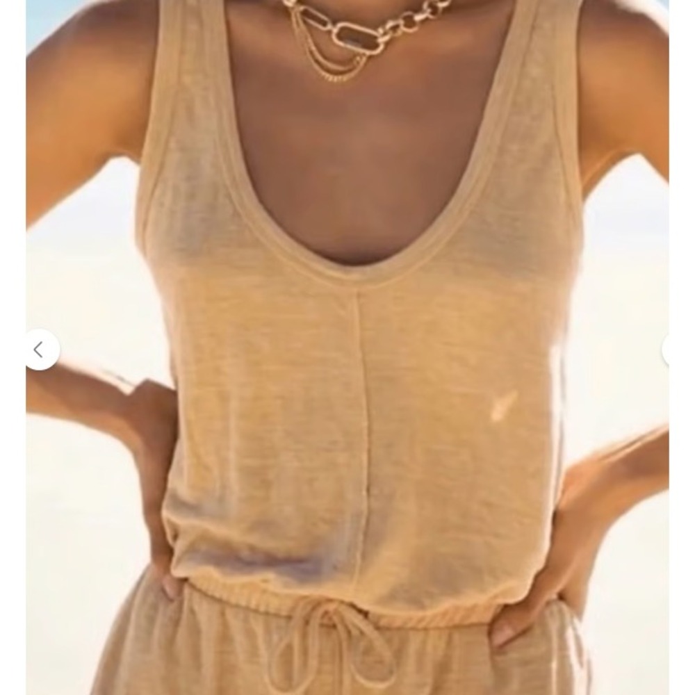 Free People Beach Bicoastal Romper Womens Small Yellow Boho Coastal Casual Comfy - Picture 3 of 11